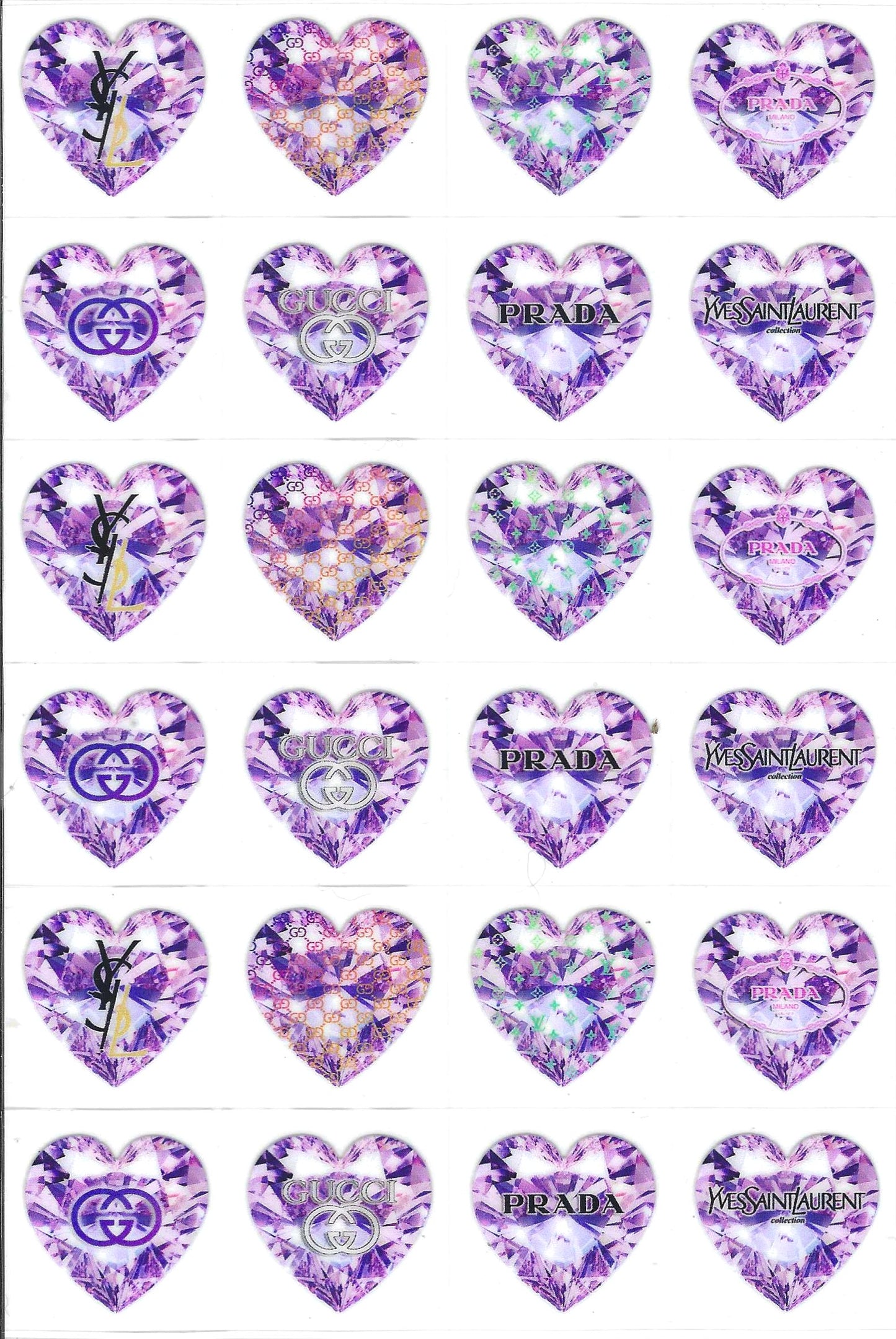 Designer Diamond Purple Hearts Kiss Cut