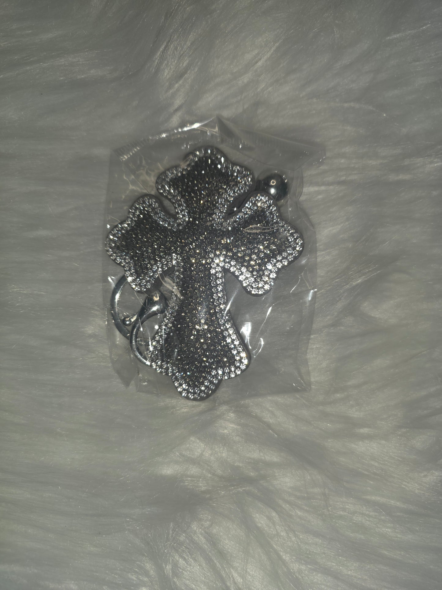 Rhinestone Brown Cross Key Chain
