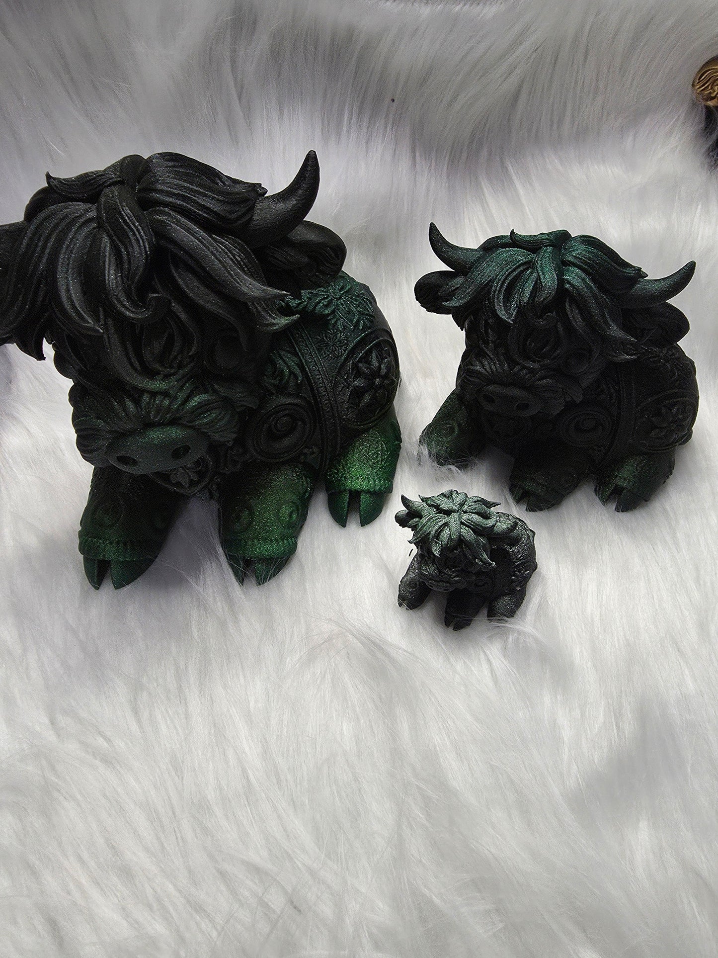 3D Family of Steampunk Highland Cows