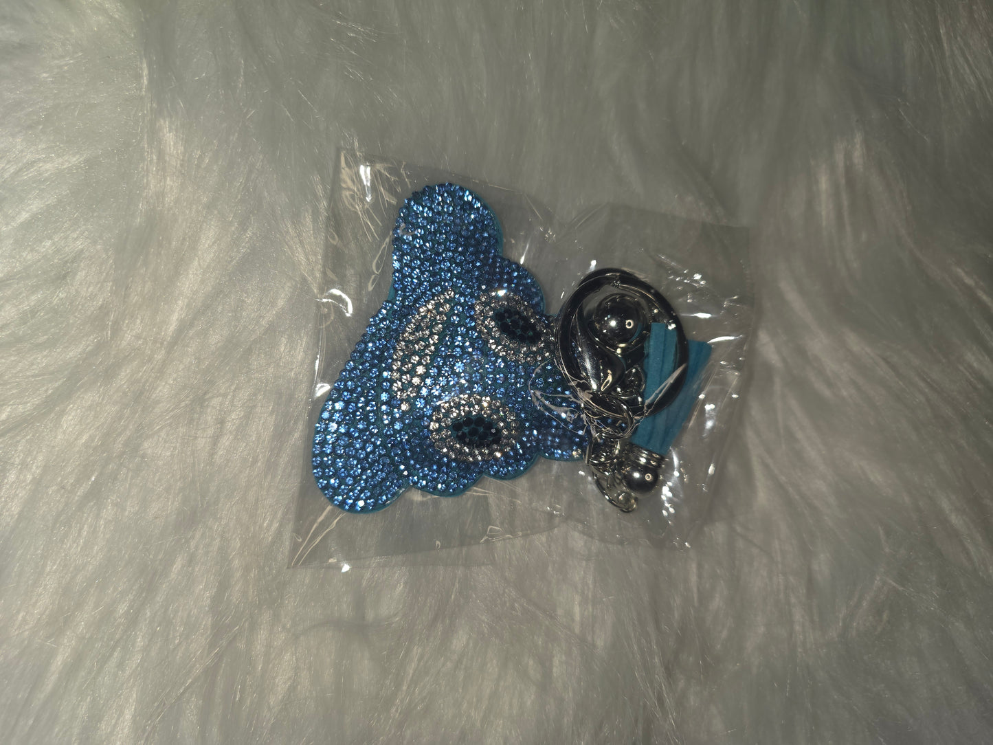 Blue Poop Emoji Rhinestone Key Chain