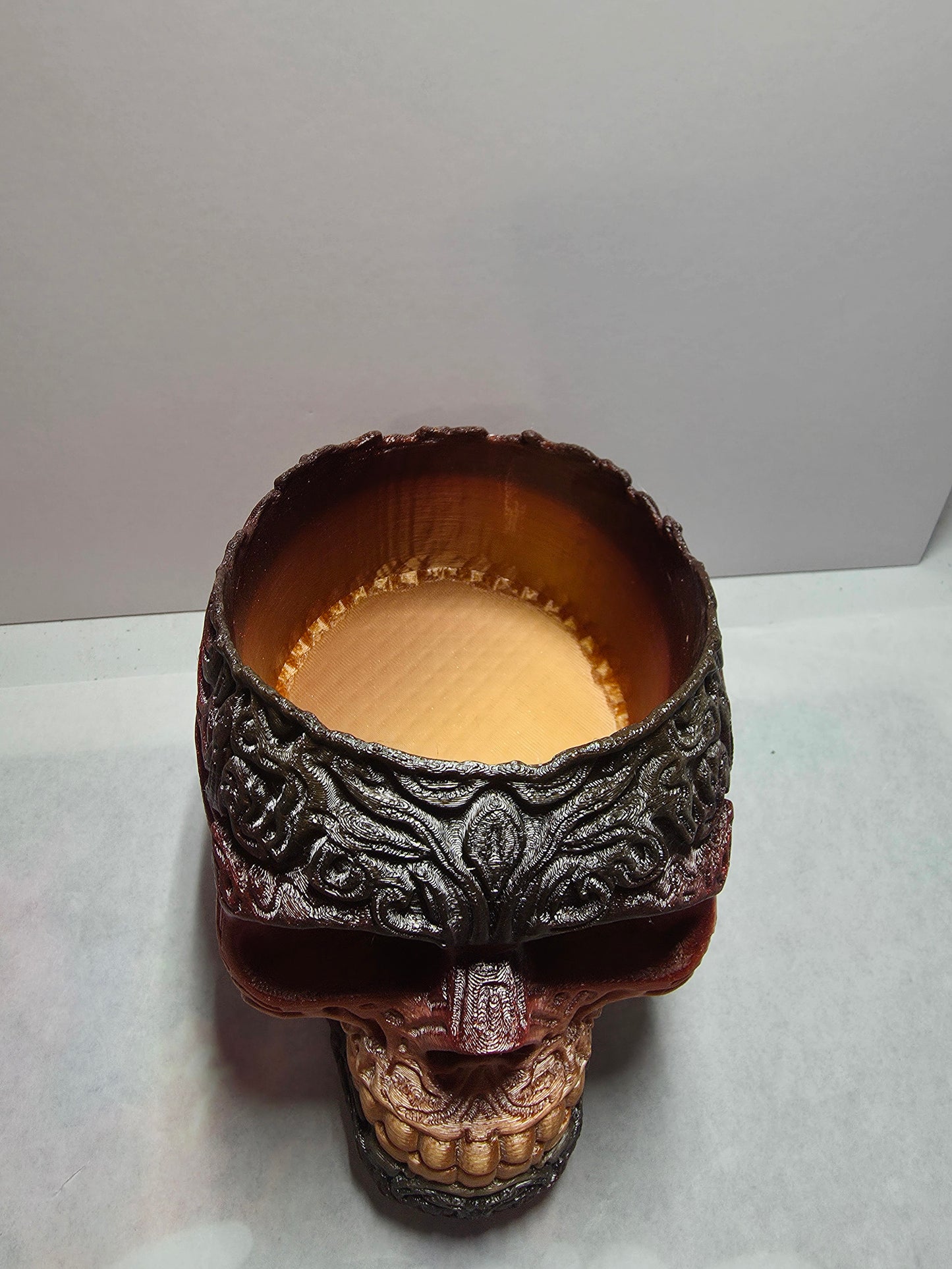 Skull pen holder or flower pot