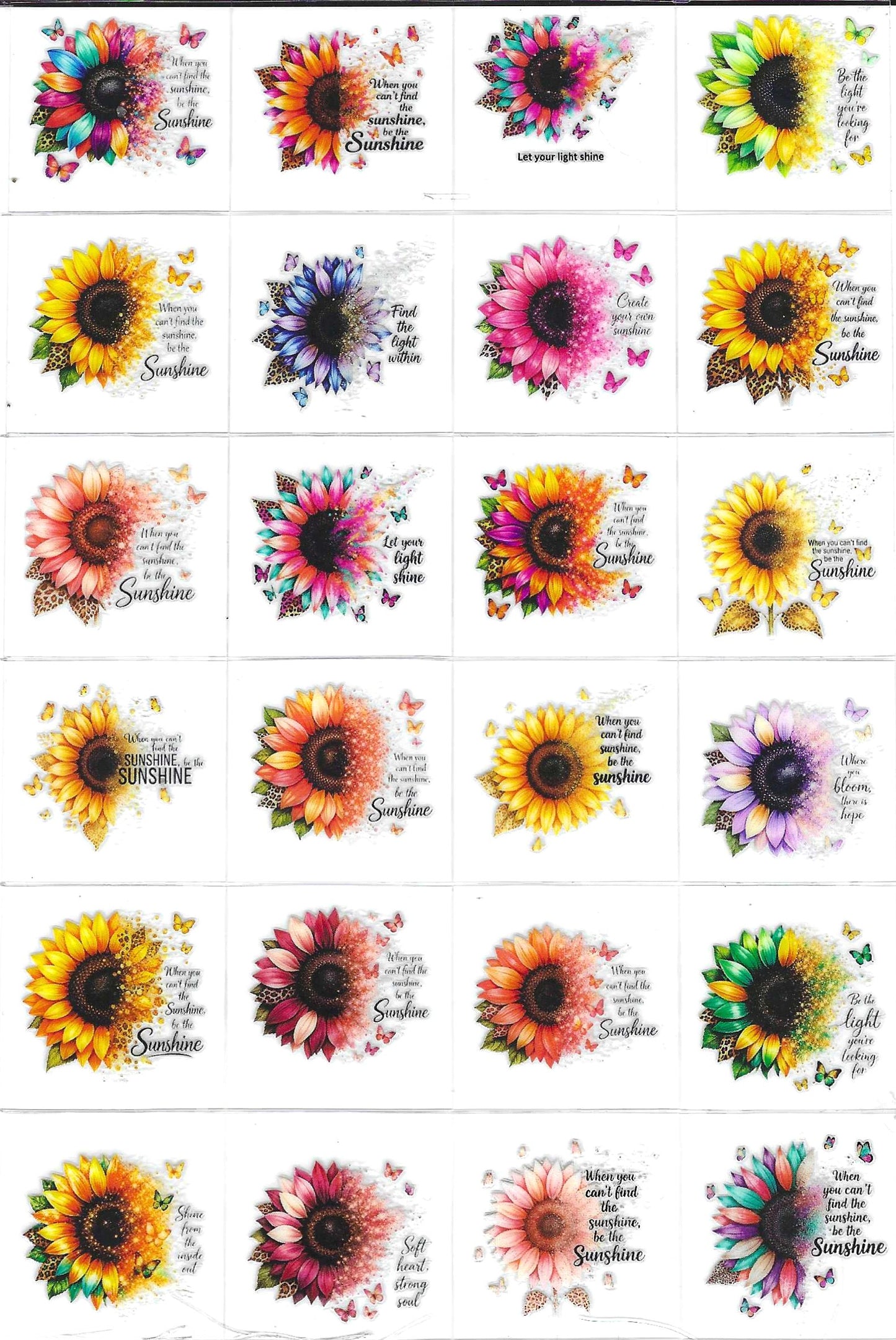 Colorful Sunflower w/ Words Kiss Cut