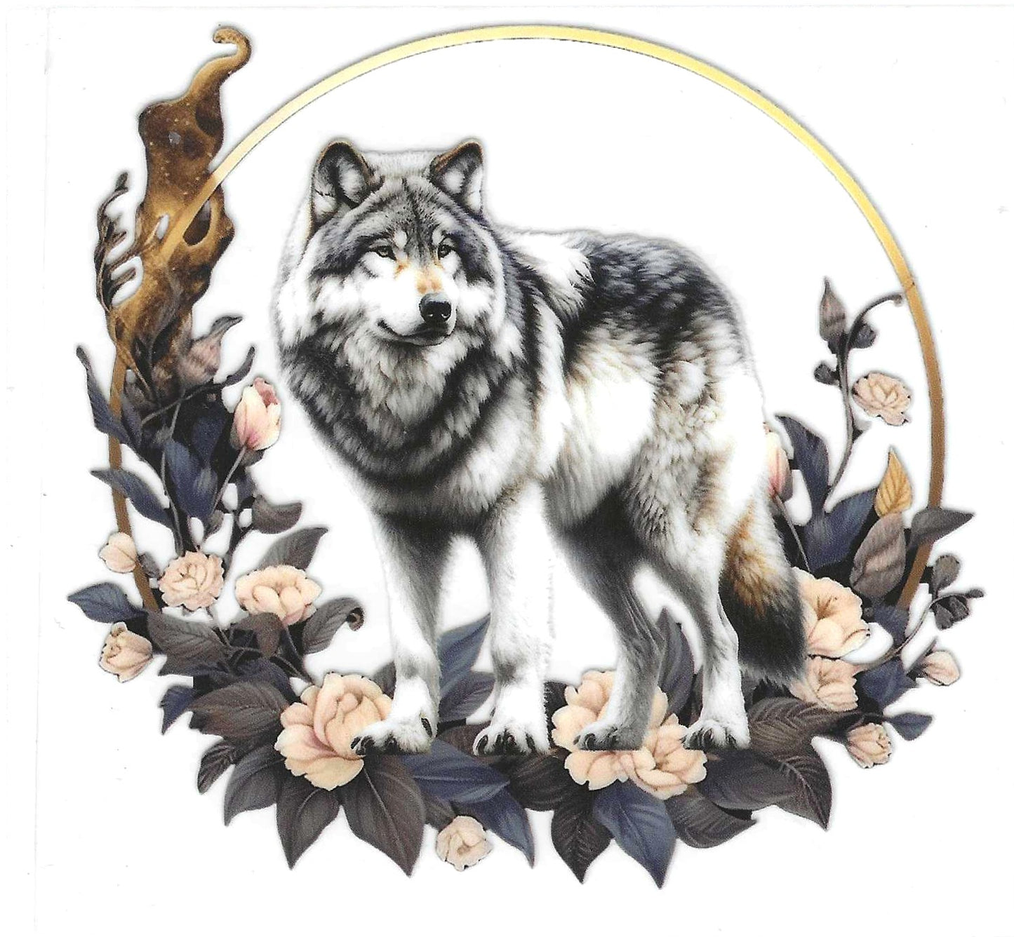 Wolf w/Flower Ring Decal