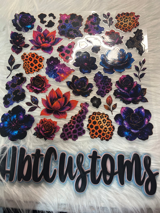 Multicolored Flowers w/cheetah print Element