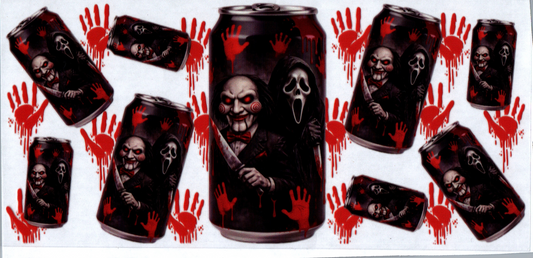 16 oz Ghost Face & Jig Saw on Can Horror 1