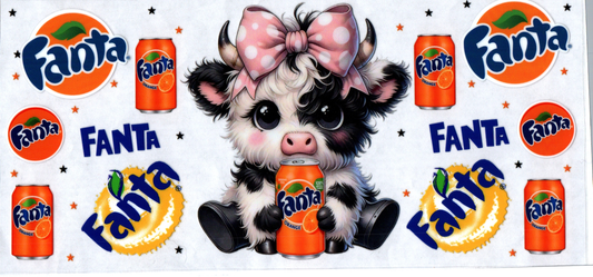 16oz Fanta Pink Polka Dot Bow Cow #100