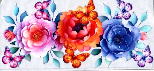 16oz Pink Red Blue Flowers 100
