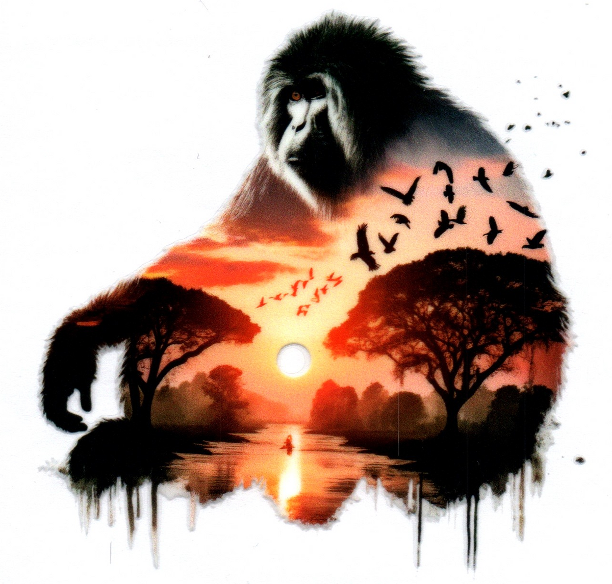 Double exposed Gorilla left facing Single Decal 100