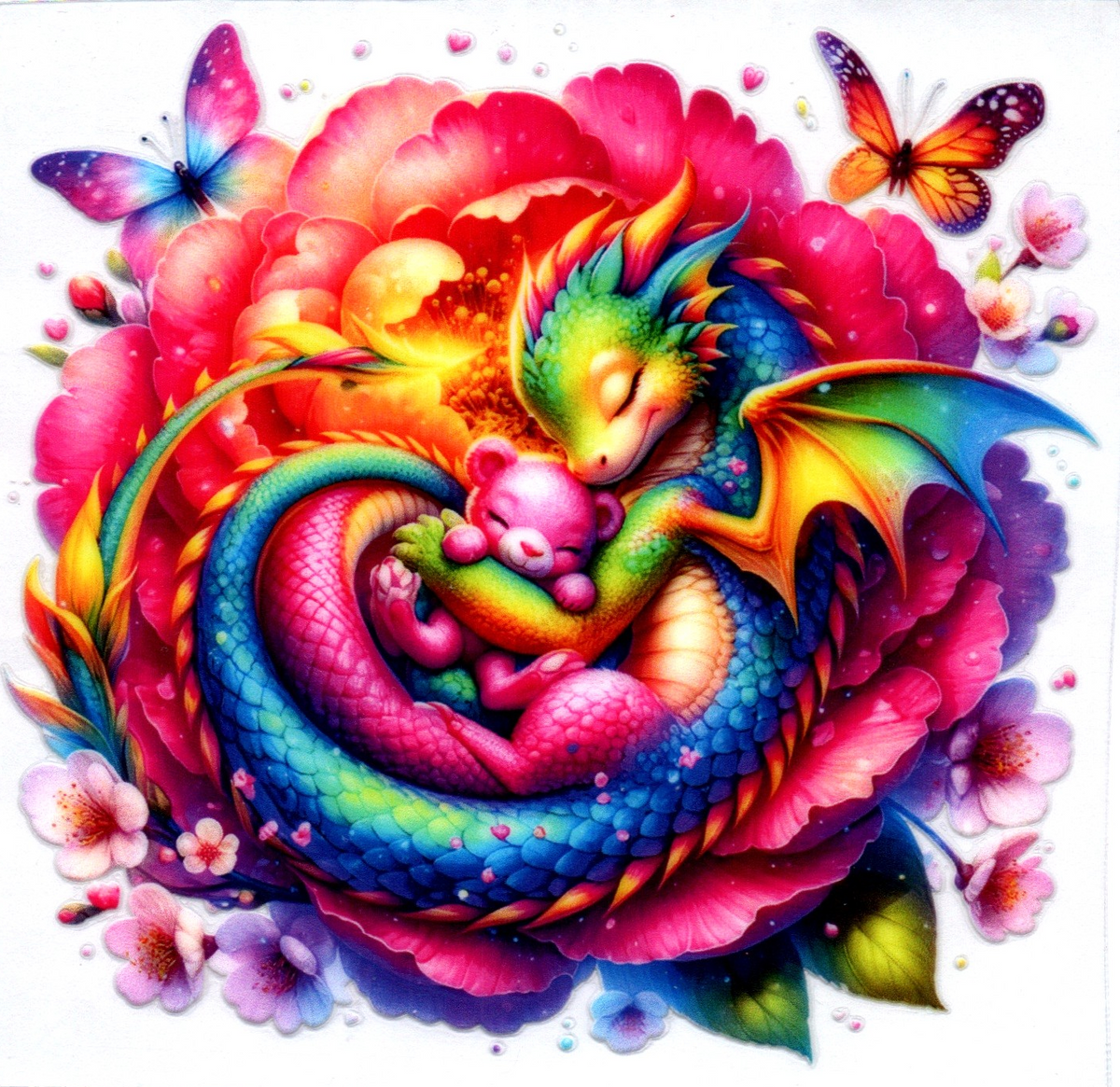 Baby dragon w/teddy bear Single Decal 10