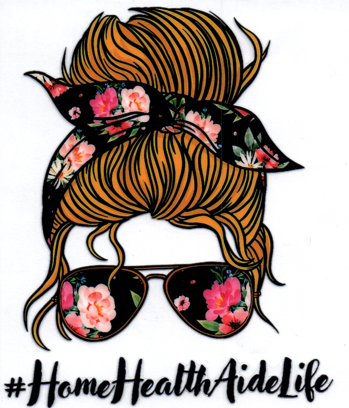 #HomeHealthAideLife Messy Bun Lady Misc. Single Decal 102