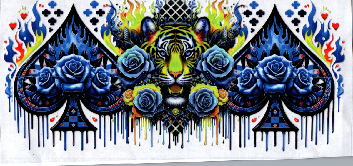 16oz  tiger blue spades roses 102
