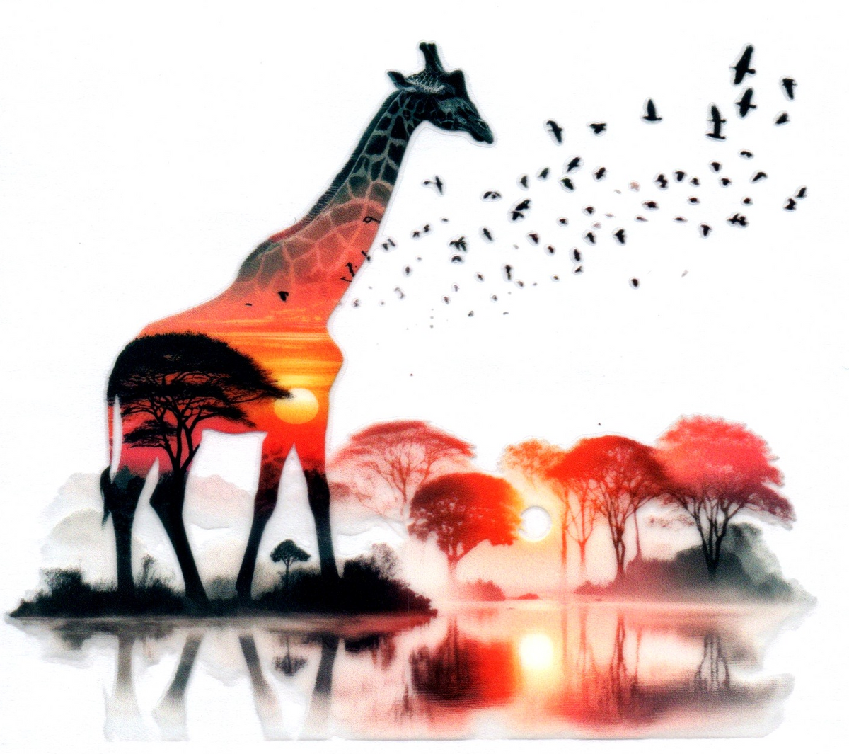 Double exposed Giraffe Single Decal 102