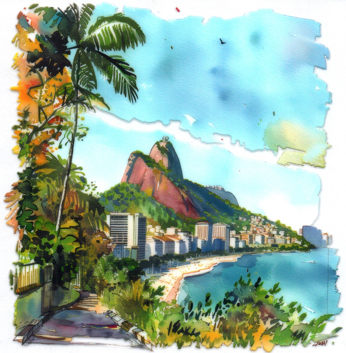 Lake side city view Misc. Single Decal 103