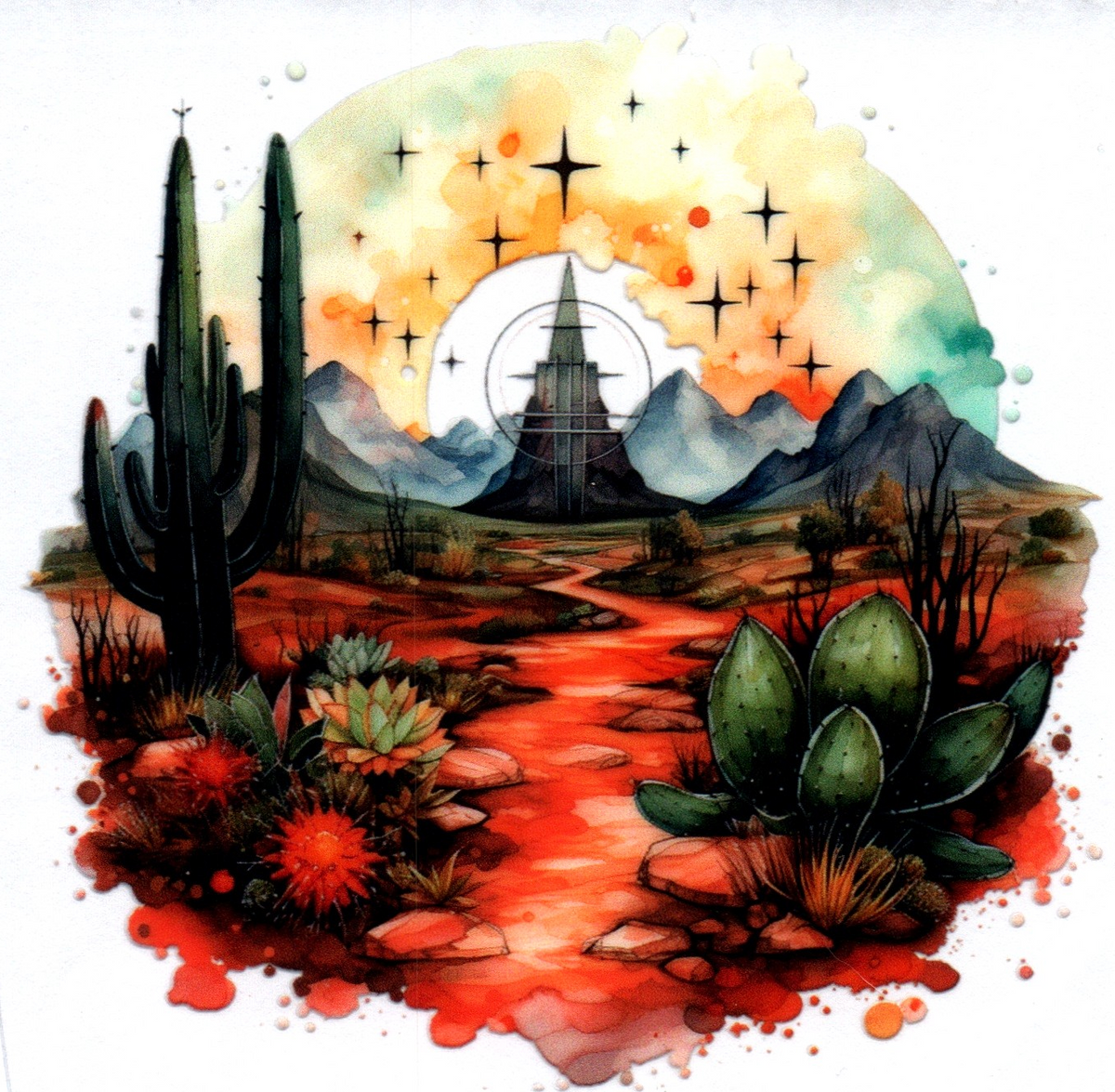 Desert Scene w/castle Single Decal 10