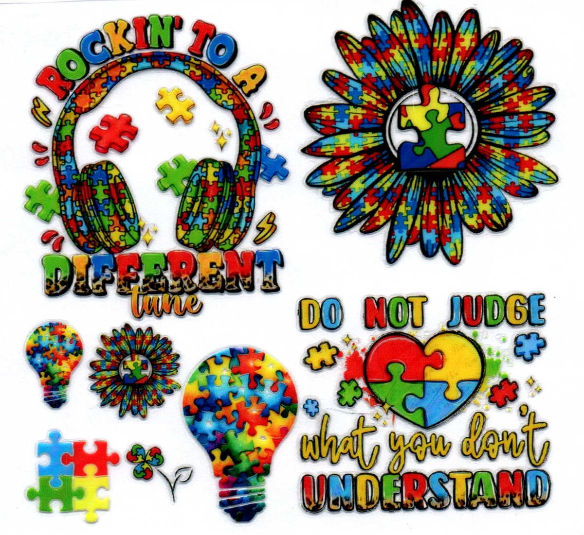 Rockin to a different tune Autism Single Decal 10