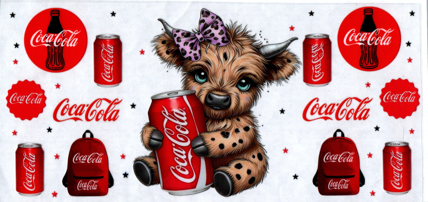16oz Coke Purple Bow and Backpack Cow #104