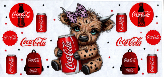 16oz Coke Purple Bow and Backpack Cow #104