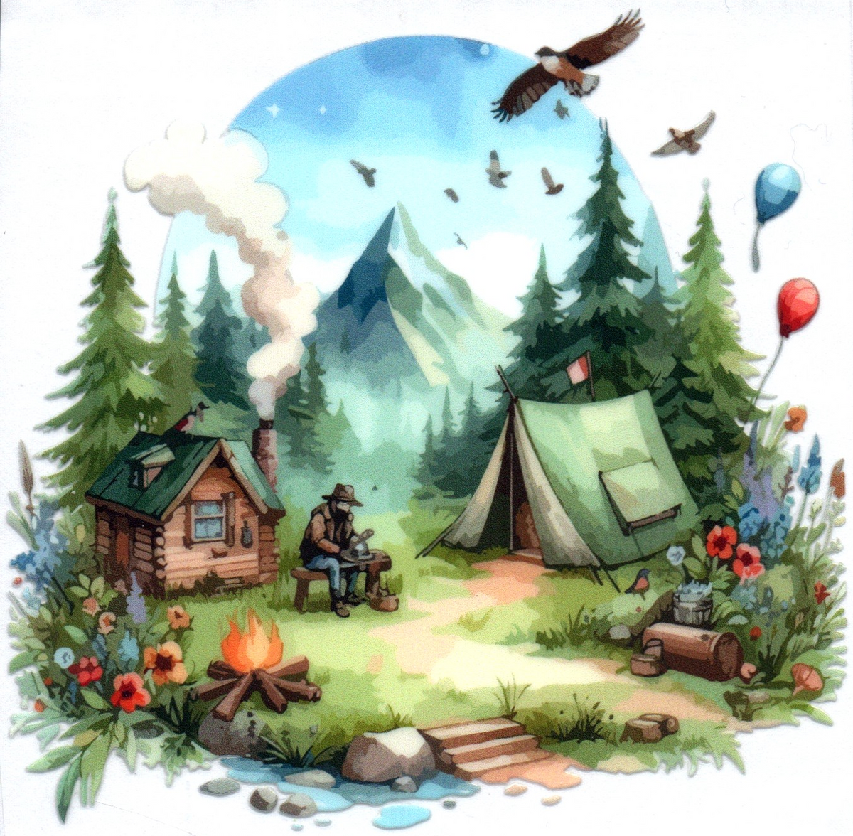 Guy camping Misc. Single Decal 104