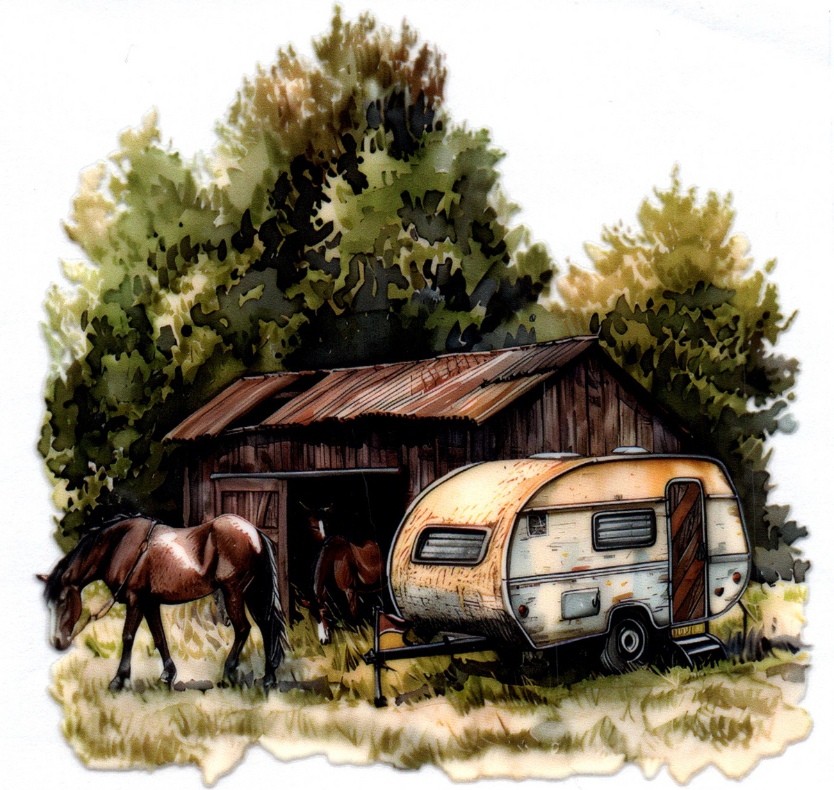 Horse and camper Misc. Single Decal 105