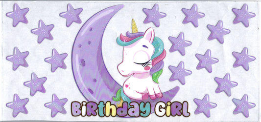 16oz Birthday Girl w/unicorn on moon Kids