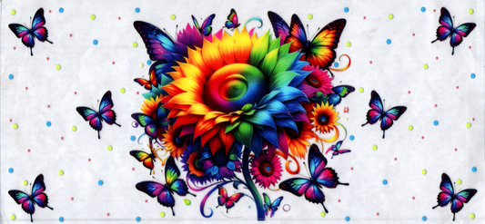 16oz Rainbow Sunflower w/Butterflies 107