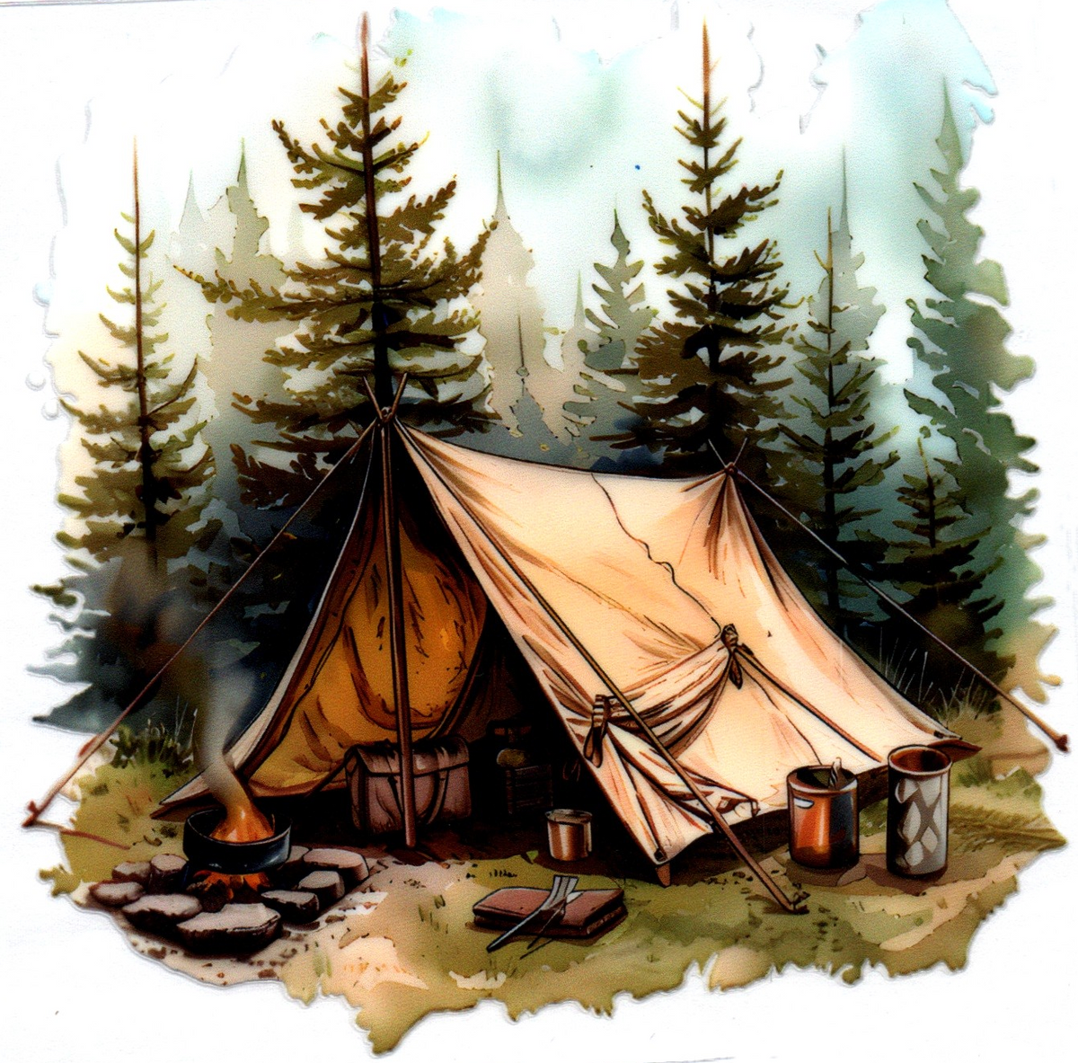 Tent in woods Misc. Single Decal 107