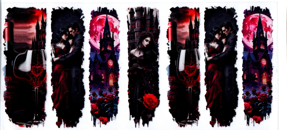 16oz  black brushstroke castles and couples halloween 108
