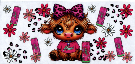 16oz Alani Pink Leopard Bow Pink Shirt Cow #109