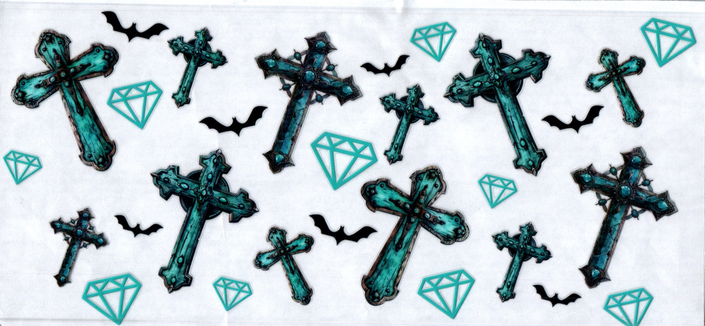 16oz Bats & Teal Crosses Faith 11