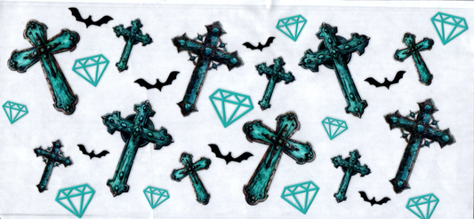 16oz Bats & Teal Crosses Faith 11