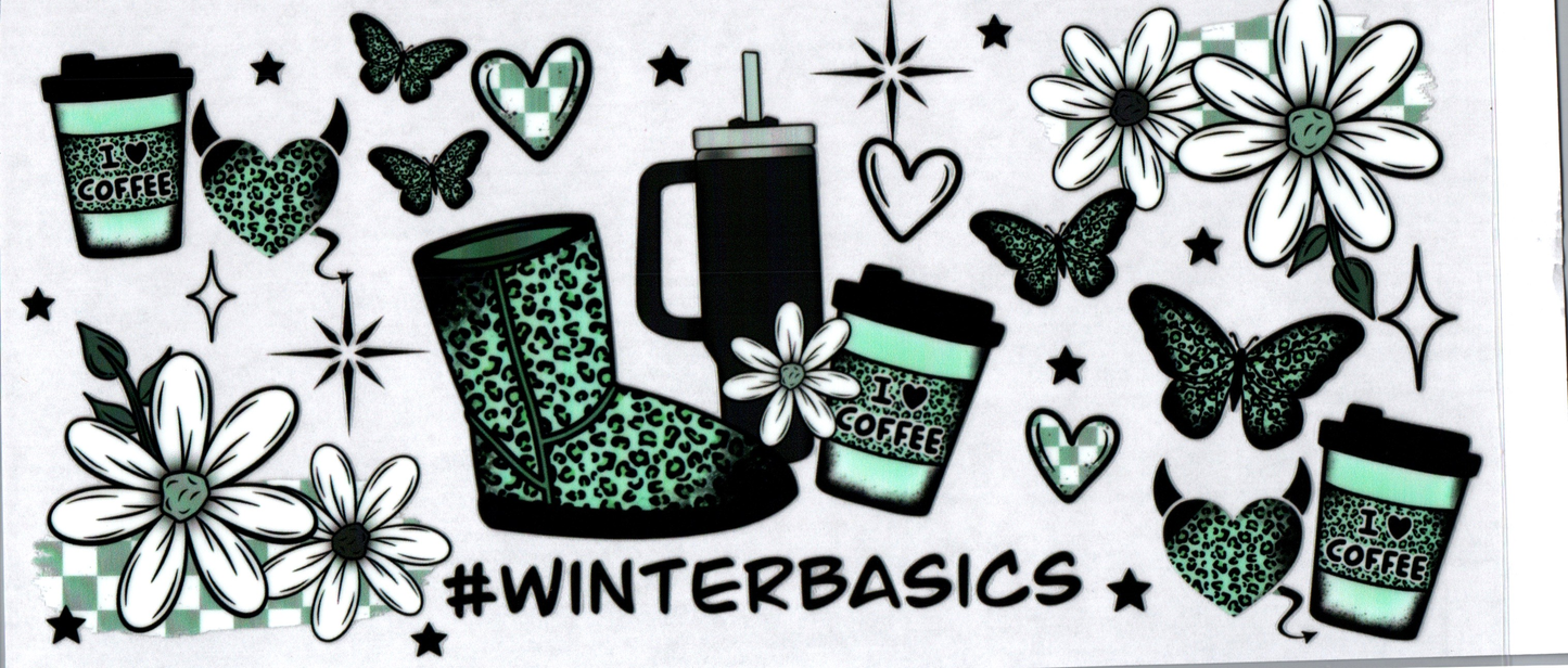 16 oz Winterbasics mint green/leopard 11