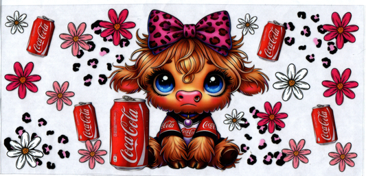 16oz Coke Pink Leopard Bow Coke Shirt Cow #110