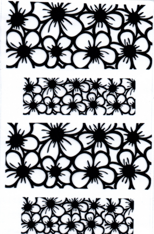 Black Outline Flowers Stanley Key Chain Wrap Double 110