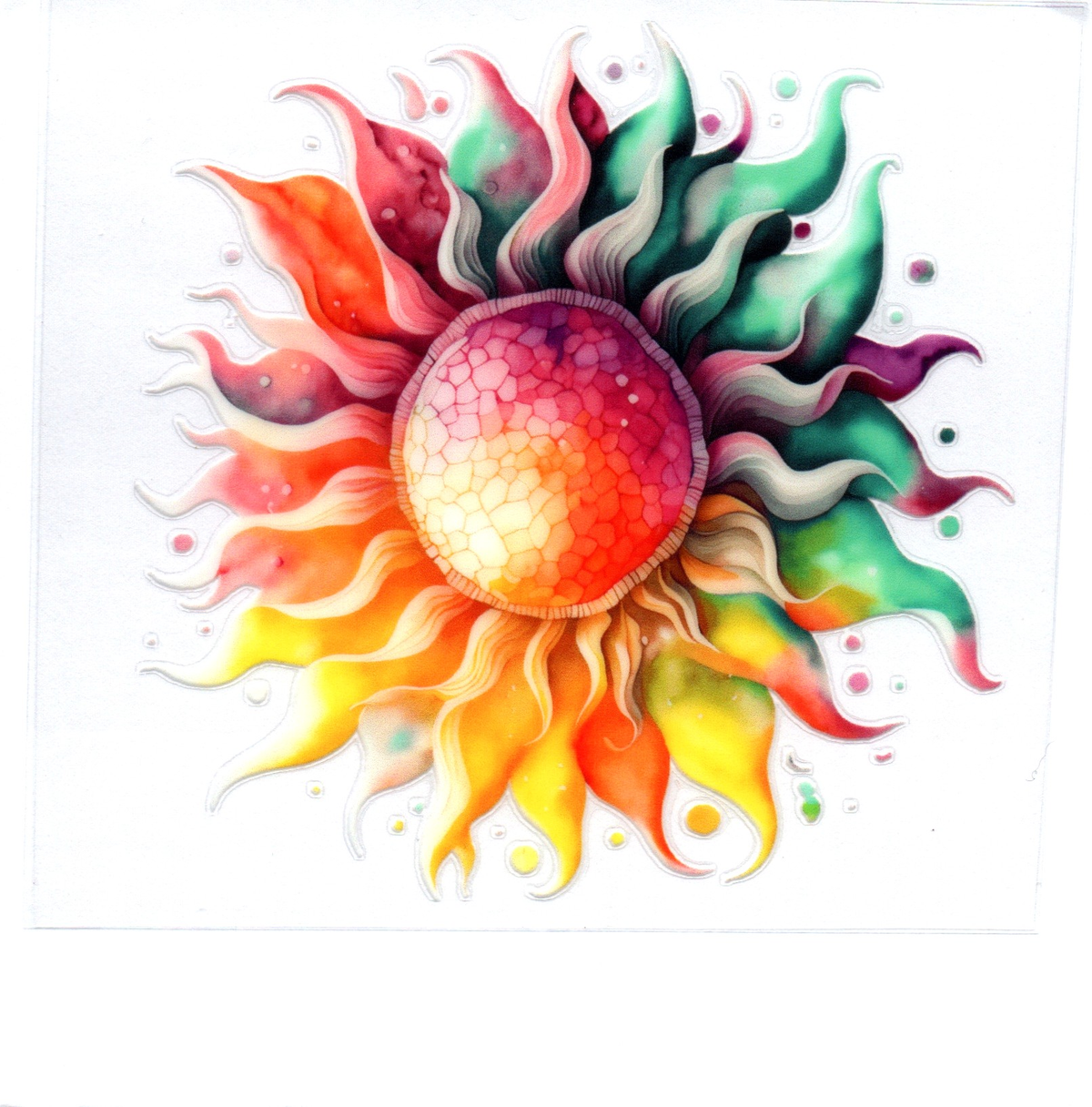 Yellow orange, purple green sun Single Decal 111