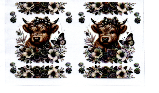 Highland Cow w/flowers Spray Bottle Wrap 11