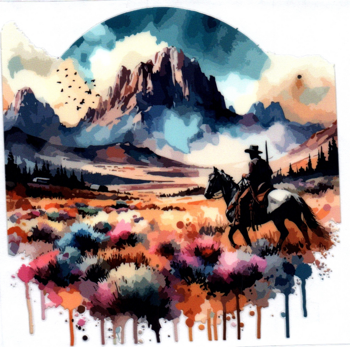Cowboy w/desert view 1 Misc. Single Decal 112