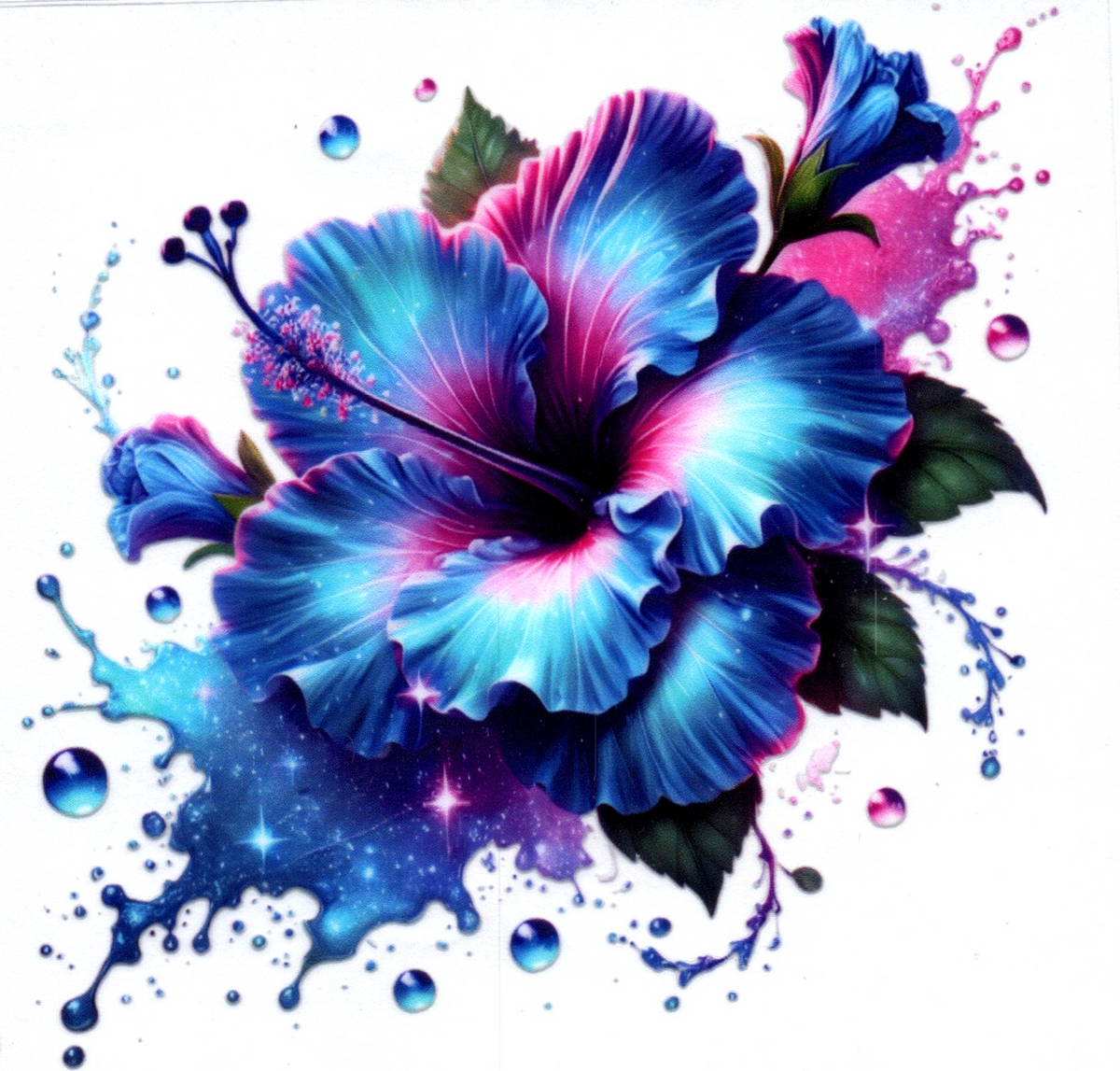Blue/Pink flower Misc. Single Decal 113