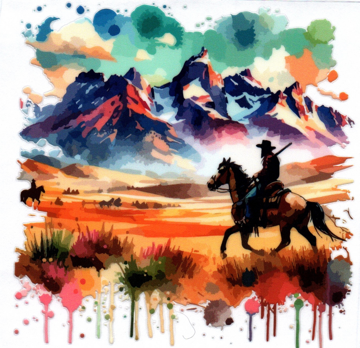 Cowboy w/desert view 2 Misc. Single Decal 113
