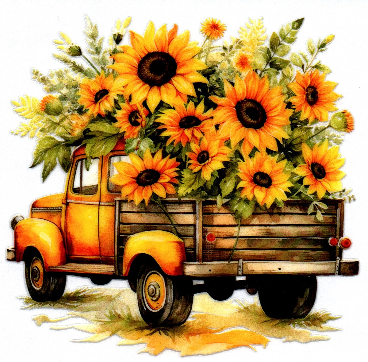 Vintage Truck w/Sunflowers Misc. Single Decal 115