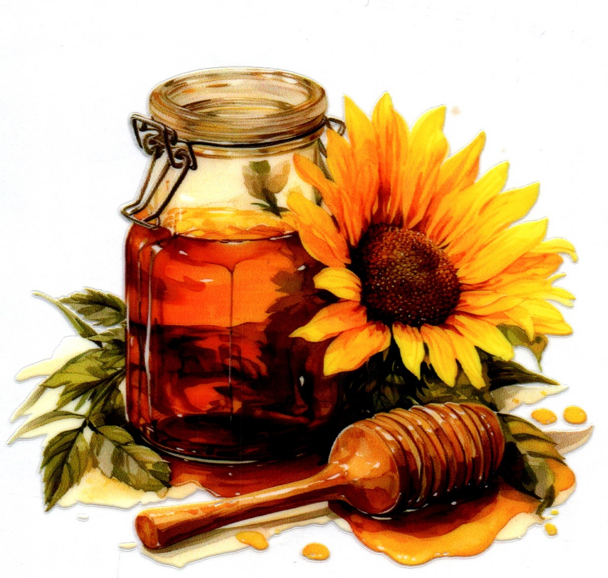 Jar of honey w/Sunflower Misc. Single Decal 116