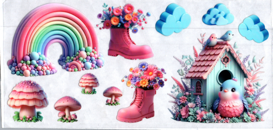 16oz Springtime Bird and Rainbow Kids