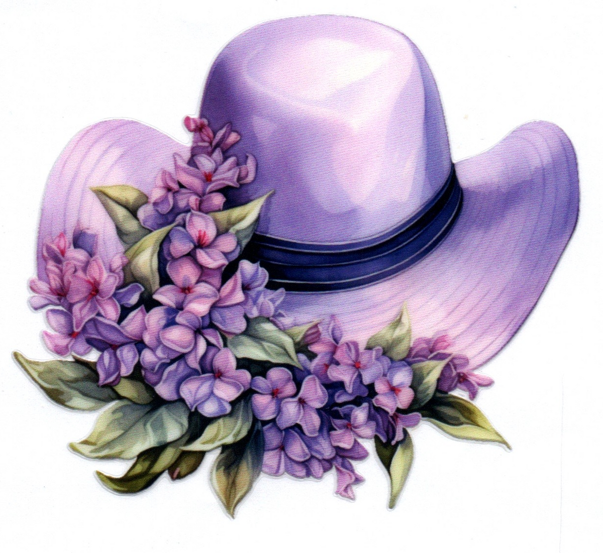 Purple hat w/flowers Misc. Single Decal 118
