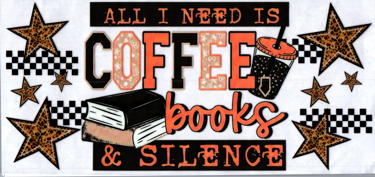 16oz all i need is coffee books & silence118