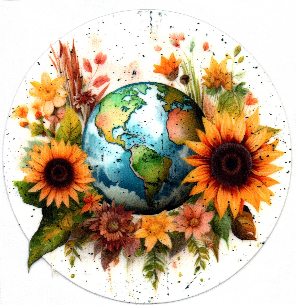 Globe w/sunflowers Misc. Single Decal 119