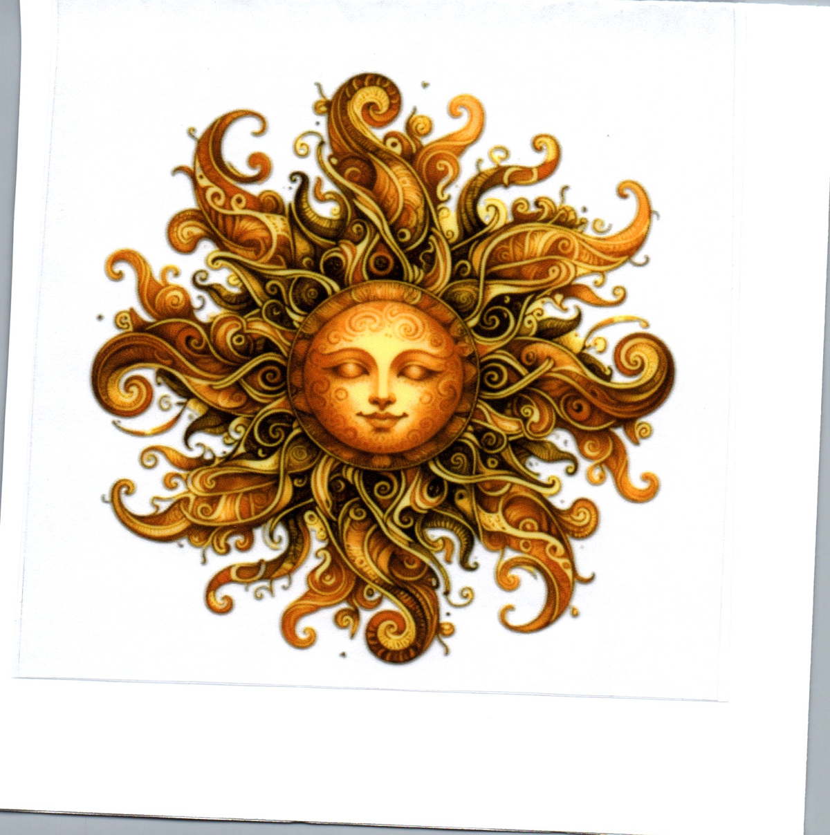 gold sun black gold long flowing swirls Single Decal 119