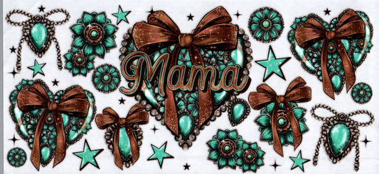 16oz Western Mama brown & teal