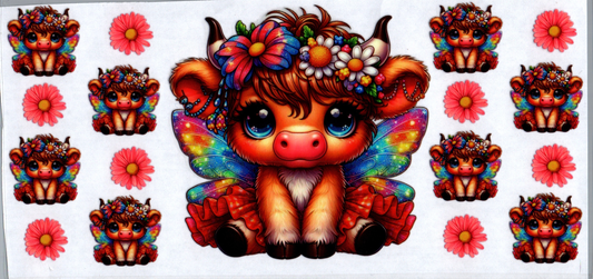 16 oz Baby Cow in red dress & rainbow angel wings 12