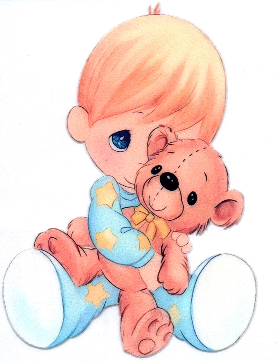 Boy hugging teddy bear Precious Moments 12 Single Decal
