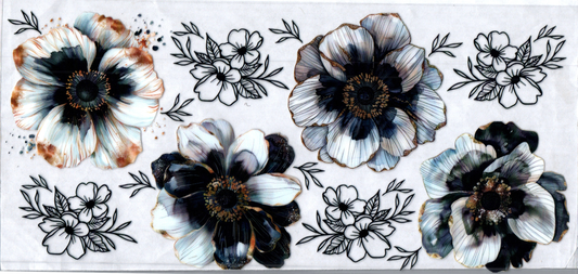 16oz Multi little Black & White Flowers 122