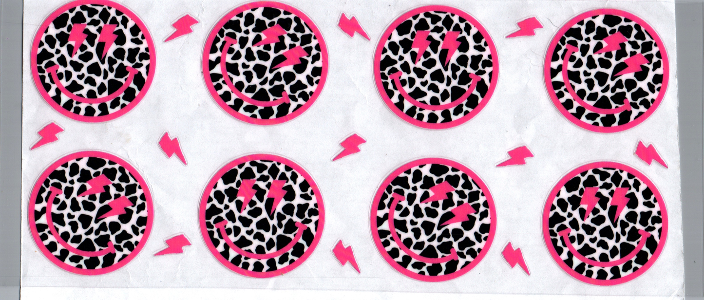 16oz Pink Black&White Smiley Faces Kids